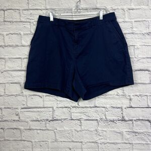 Lane Bryant Shorts Womens 16 Cotton Navy Chino Ruffle Pocket Elastic Waist G